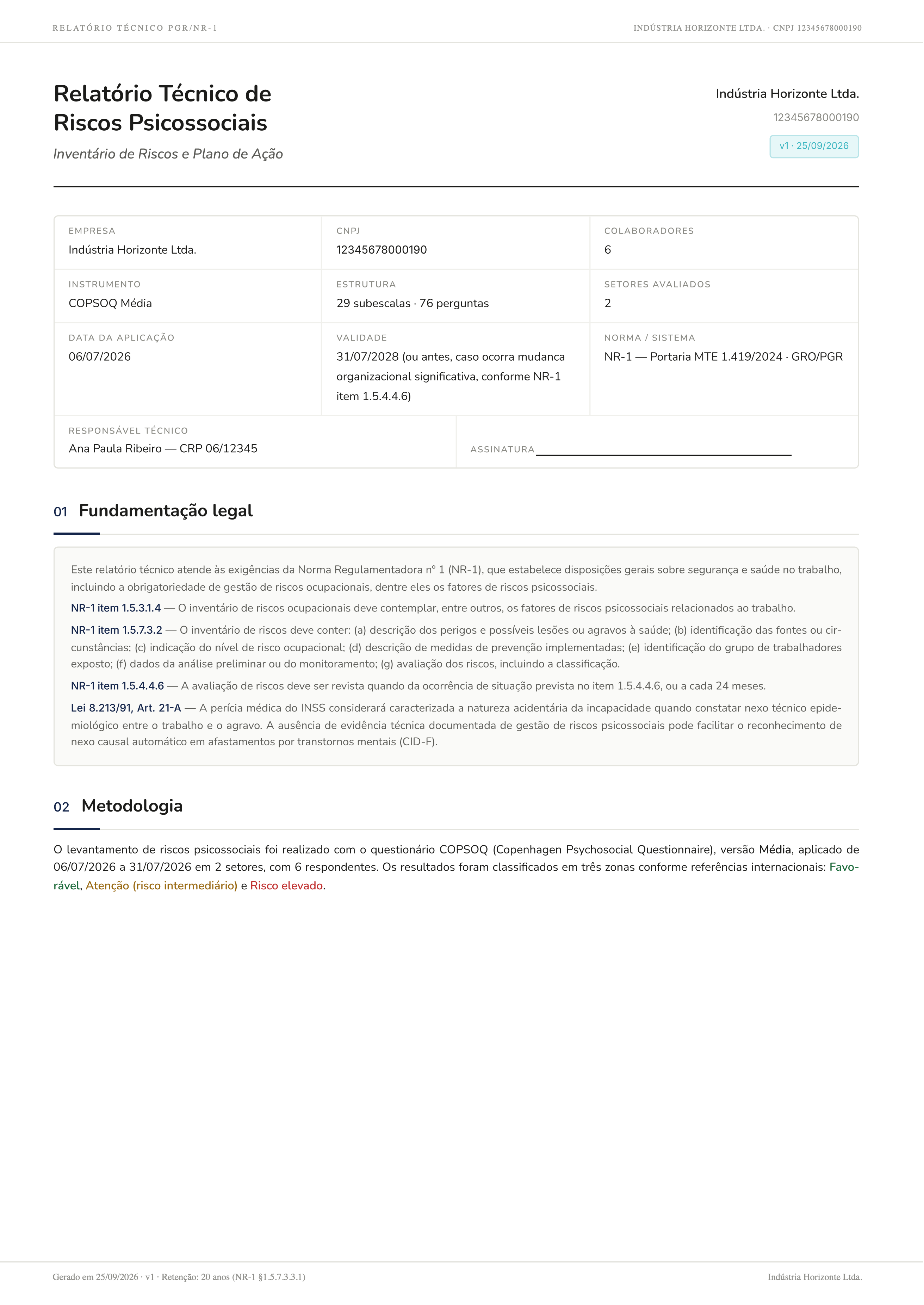 Capa do relatório técnico em PDF